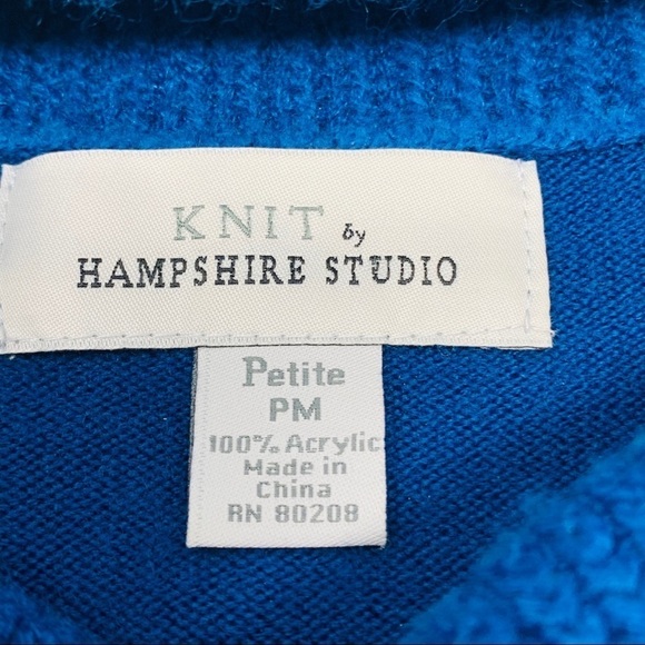 Hampshire Studio Royal Blue Cowl Neck 3/4 Sleeve Sweater Size Medium Petite - Picture 6 of 12